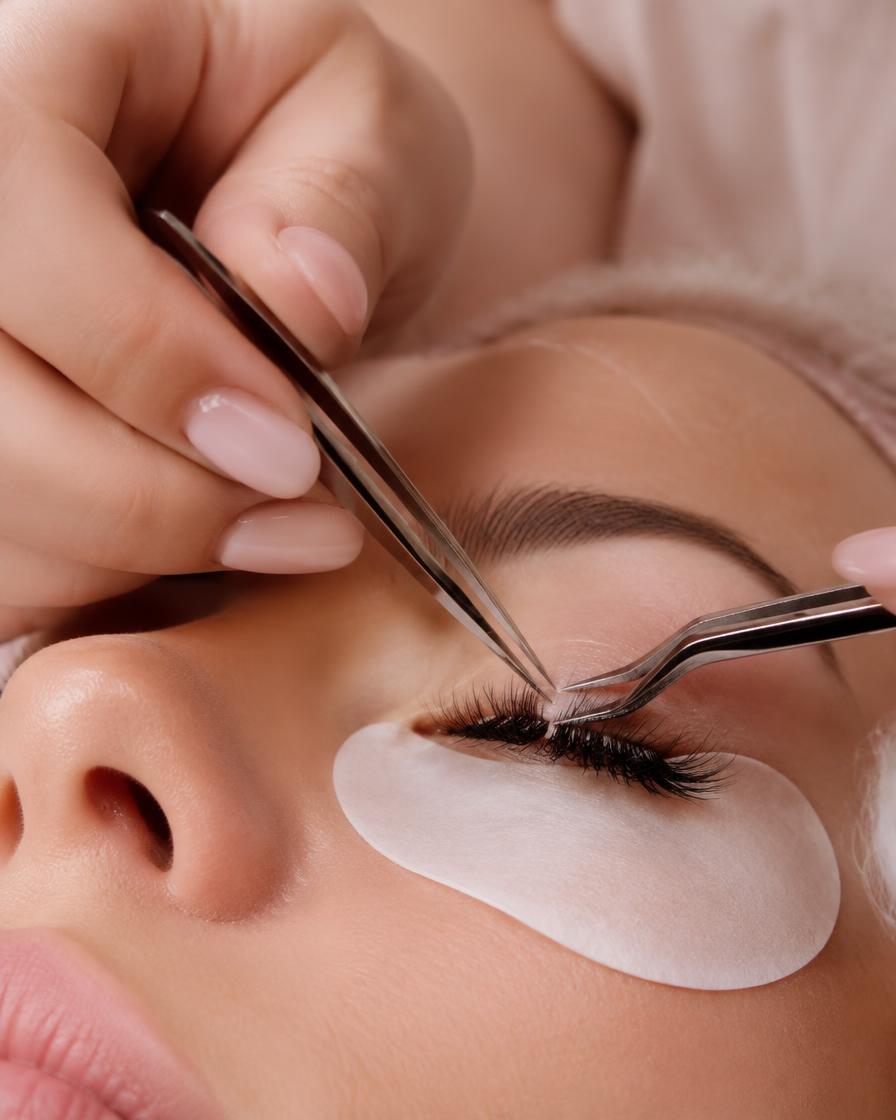 Lash Artist setzt eine einzelne Wimpernverlängerung
